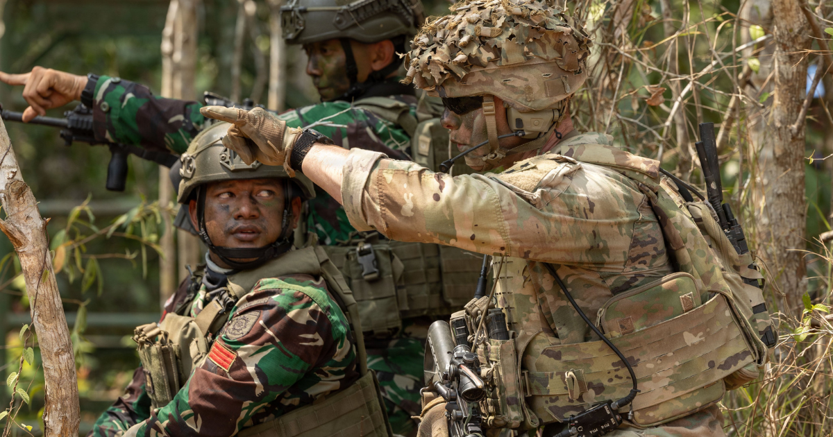 U.S. Soldiers, Indonesian soldiers Ground Self-Defense Force service members conduct a combined jungle field training exercise