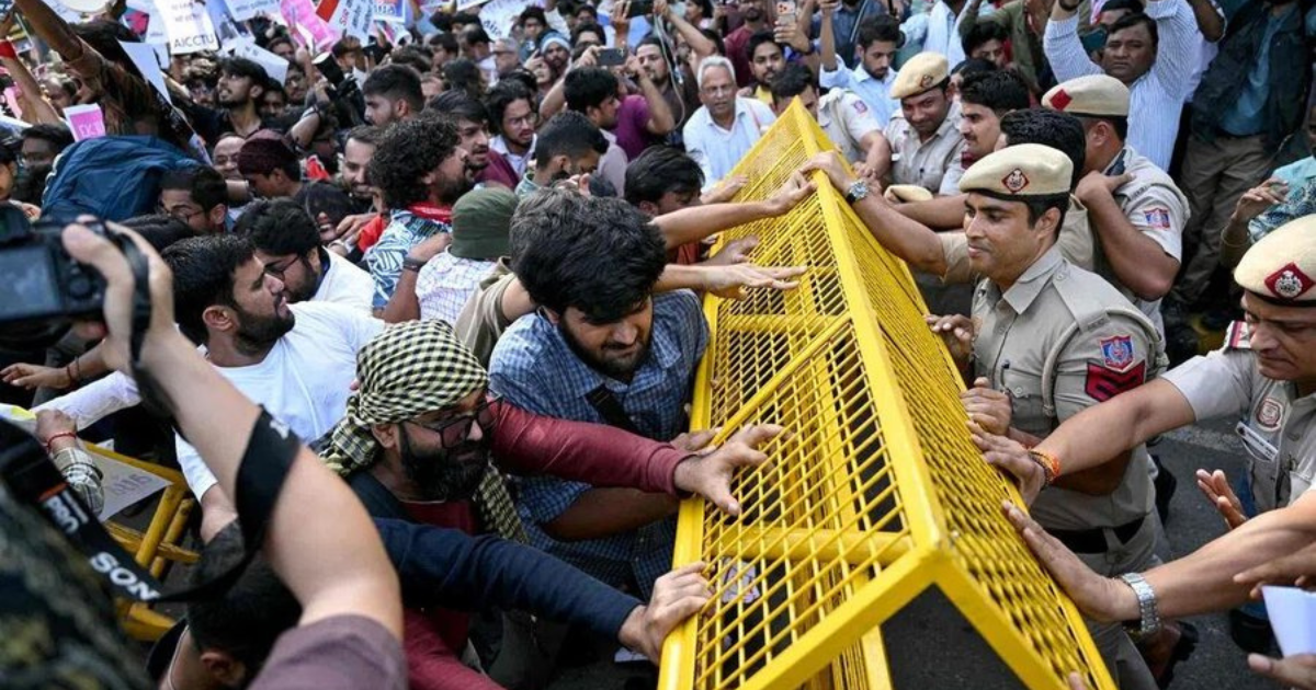 The protest by , youth led Cockroach Janta Party